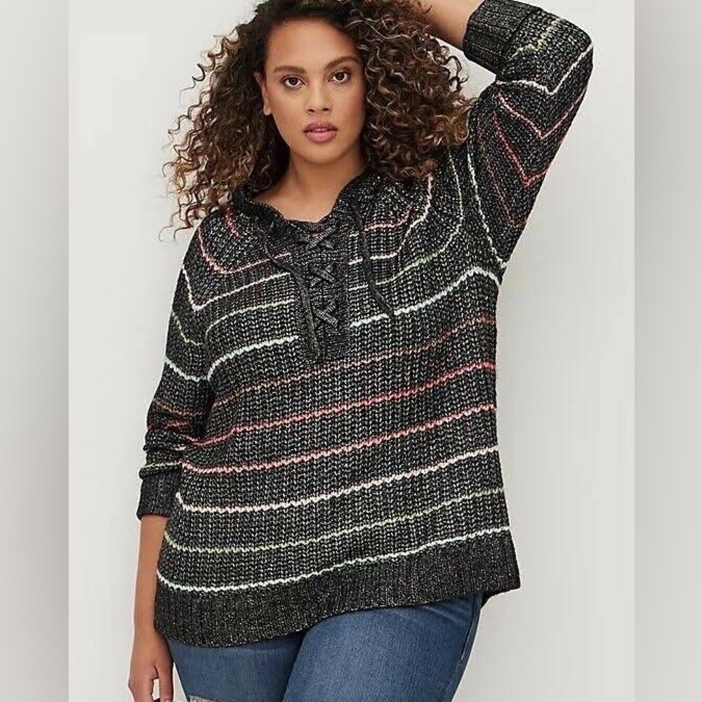Torrid Striped Sweater Hoodie. Size 0 (Large) Great condition!